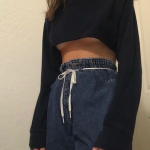 cropped navy long sleeve brandy melville